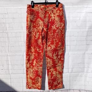 Ralph Lauren Red Golden Leaf Printed Pants